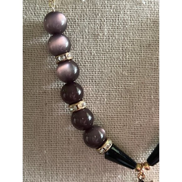 Princess Accessories Grey Cat Eye and Glass Owl Pendant Necklace -- 16" - Picture 3 of 7